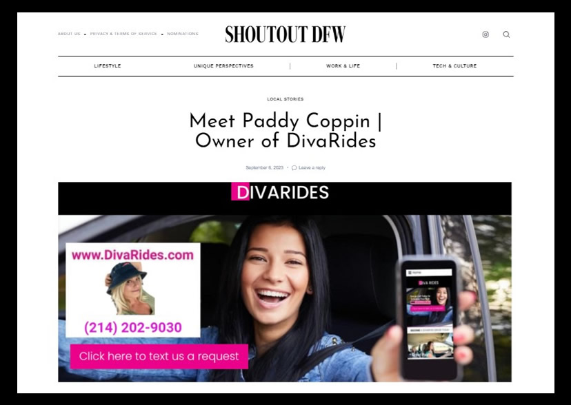 DivaRides' Paddy Coppin is interviewed in ShoutOut DFW